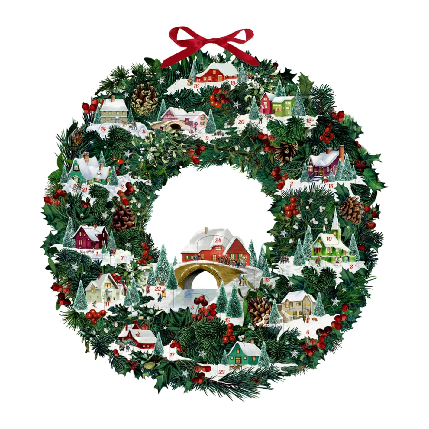 Adventskalender "Weihnachtskranz mit Winterhäuschen" Clearance