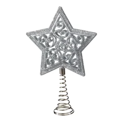Baumspitze Stern mit Glimmer, silber Clearance