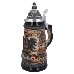 Bierkrug mit Zinndeckel "Deutschland", bunt-natur, 0,5l Sale