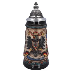 Bierkrug mit Zinndeckel "Deutschland", bunt-natur, 0,5l Sale
