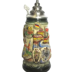 Bierkrug mit Zinndeckel "Deutsche Städte", 0,25l Best