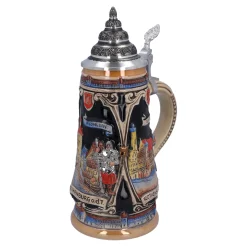 Bierkrug mit Zinndeckel "Rothenburg mit Ritter", 0,5l Discount