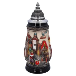Bierkrug mit Zinndeckel "Rothenburg", natur, 0,25 l Discount