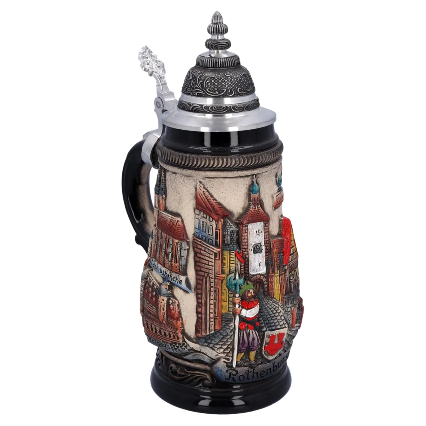 Bierkrug mit Zinndeckel "Rothenburg", natur, 0,25 l Discount