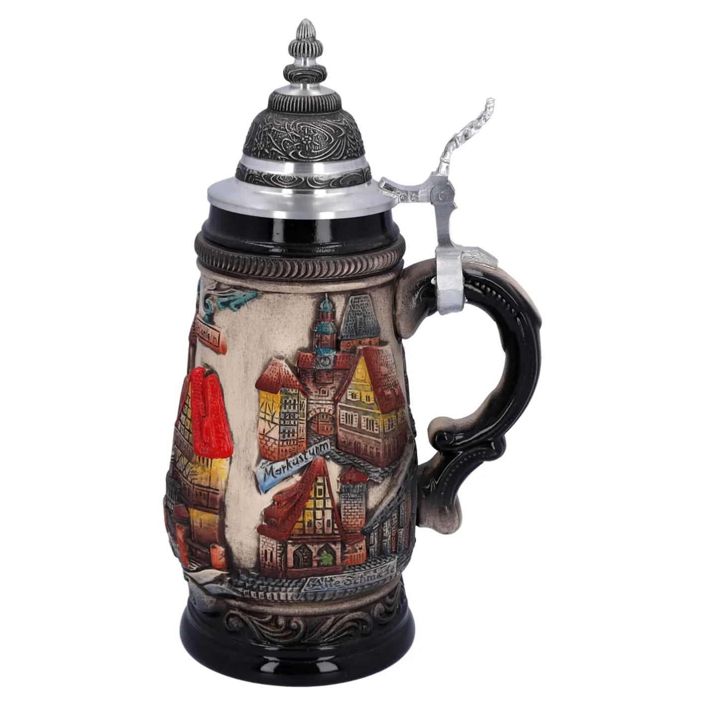 Bierkrug mit Zinndeckel "Rothenburg", natur, 0,25 l Discount