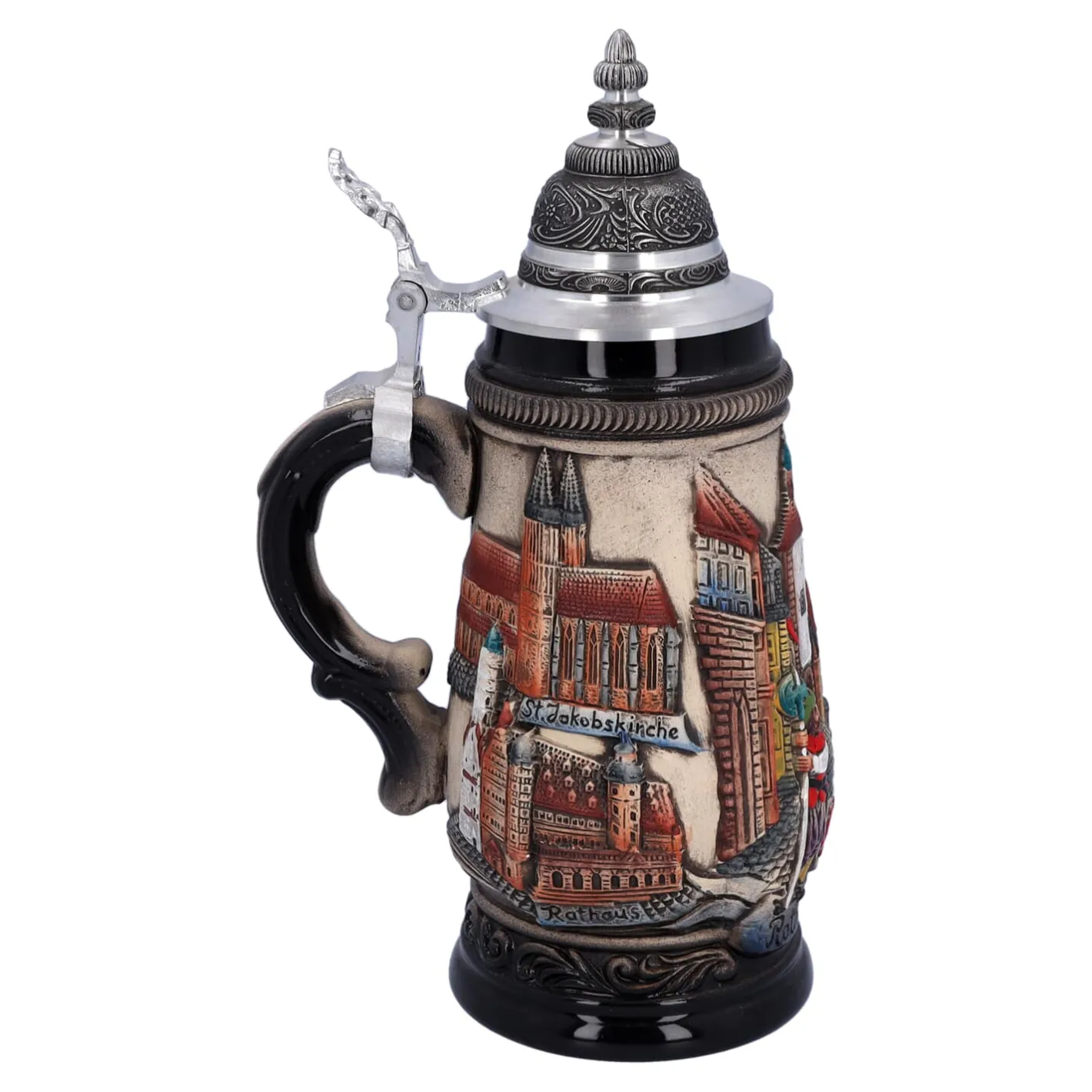 Bierkrug mit Zinndeckel "Rothenburg", natur, 0,25 l Discount