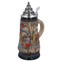 Bierkrug mit Zinndeckel "Rothenburg mit Ritter", 0,5 Liter Discount