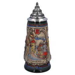 Bierkrug mit Zinndeckel "Rothenburg mit Ritter", 0,5 Liter Discount