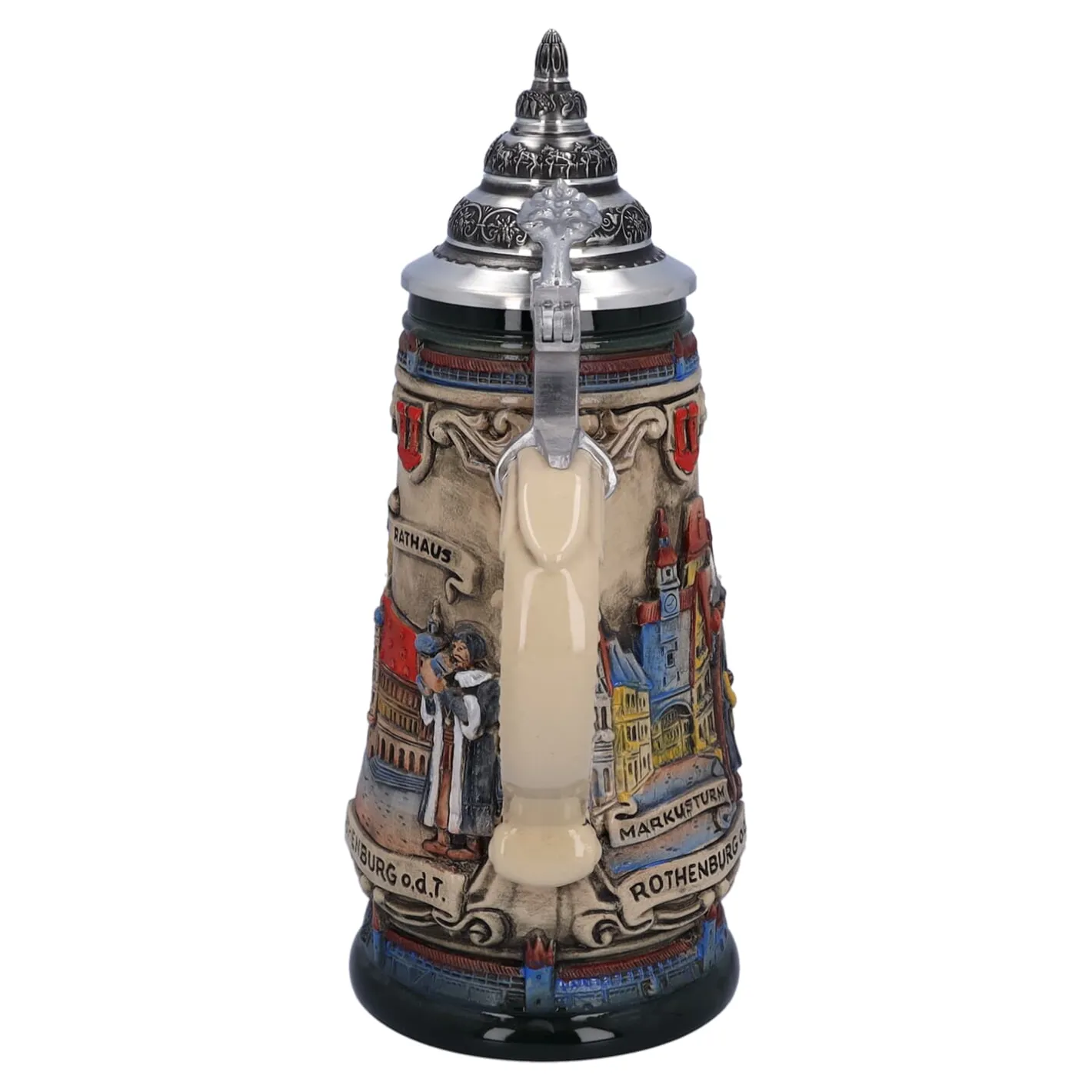 Bierkrug mit Zinndeckel "Rothenburg mit Ritter", 0,5 Liter Discount