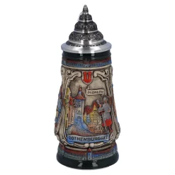 Bierkrug mit Zinndeckel "Rothenburg mit Ritter", 0,25l New