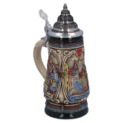 Bierkrug mit Zinndeckel 