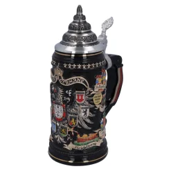 Bierkrug mit Zinndeckel "Stadtwappen", gold, 0,4l Outlet
