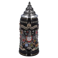 Bierkrug mit Zinndeckel "Stadtwappen", gold, 0,4l Outlet