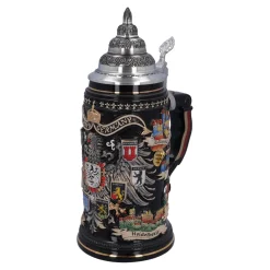 Bierkrug mit Zinndeckel "Stadtwappen", gold, 0,75l Clearance