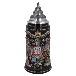 Bierkrug mit Zinndeckel "Stadtwappen", gold, 0,75l Clearance
