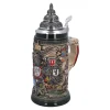Bierkrug mit Zinndeckel "Stadtwappen", braun, 0,75l Outlet