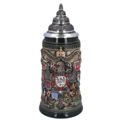 Bierkrug mit Zinndeckel "Stadtwappen", braun, 0,75l Outlet