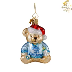 Poesie in Glas Bär "Baby's 1st Christmas" (blau) Discount