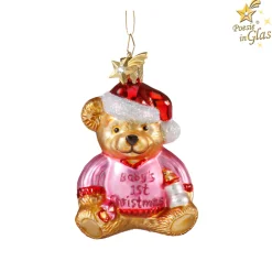 Poesie in Glas Bär "Baby's 1st Christmas" (rosa) Best
