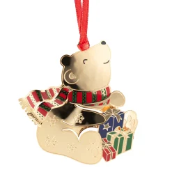 Bärchen mit Geschenken, goldfarben, Metall-Baumbehang Outlet