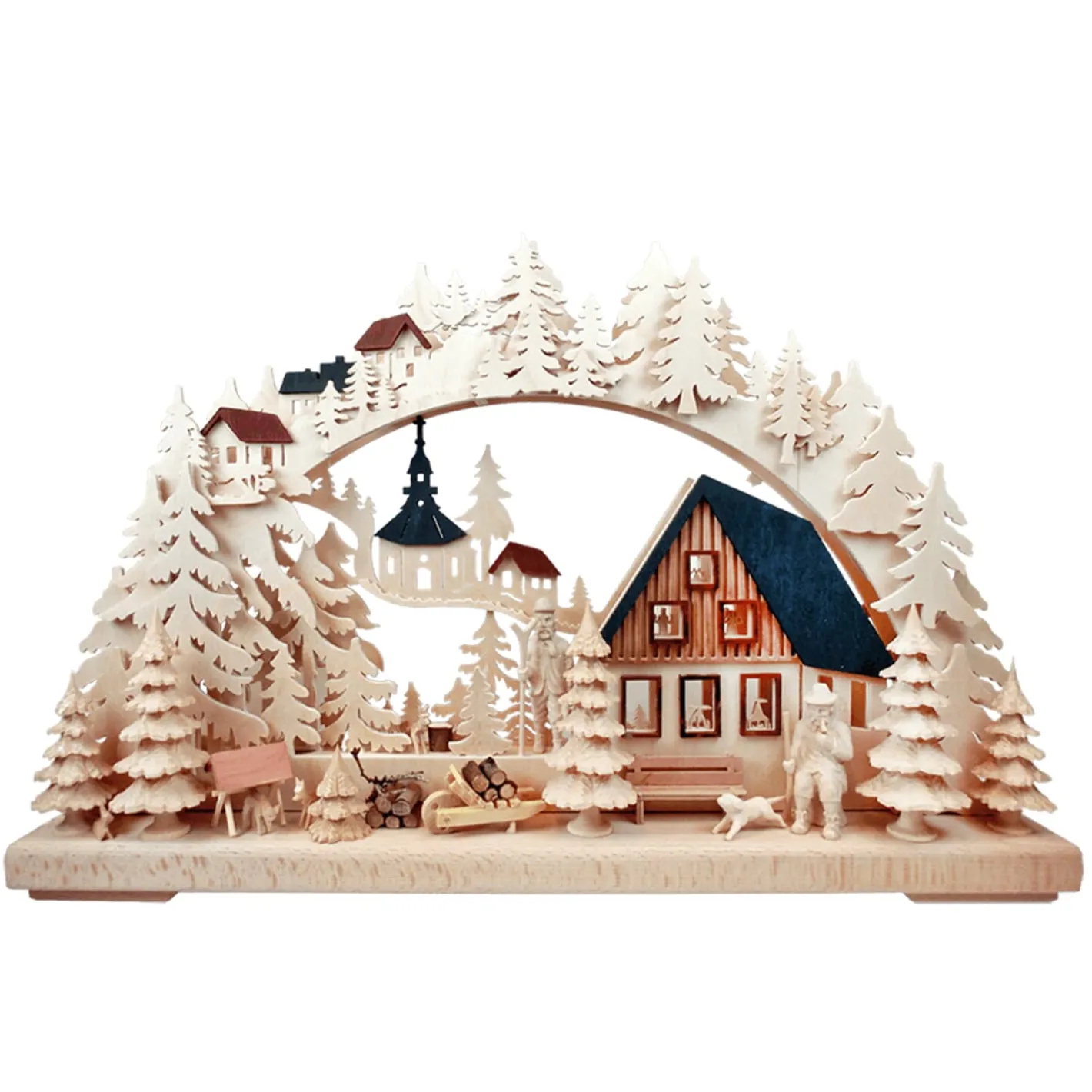 RATAGS Holzdesign 3-D Schwibbogen "Holzfällerhaus", 115V mit USB A-Anschluss Online