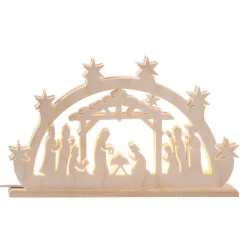 RATAGS Holzdesign Doppelschwibbogen "Heilige Nacht", 115V mit USB A-Anschluss Best