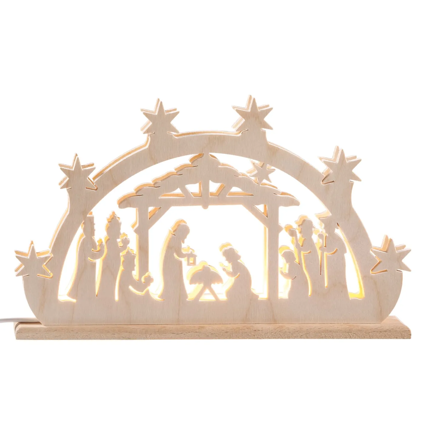 RATAGS Holzdesign Doppelschwibbogen "Heilige Nacht", 115V mit USB A-Anschluss Best
