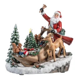 Geschenkeschlitten mit Tieren, Spieldose Hot