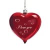 Glasherz bordeauxrot glänzend "I love you" Outlet