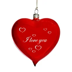 Glasherz rot glänzend "I love you" New