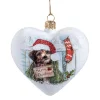 Glasherz weiß matt "Hundeweihnacht", 10 cm New