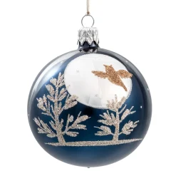 Glaskugel blau Vollmondnacht mit Eule, 7 cm Discount