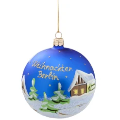 Glaskugel blau "Weihnachten Berlin", 10 cm New