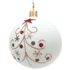 Glaskugel cremefarben matt mit Glitzerbaum, 7 cm New