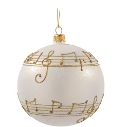 Glaskugel cremefarben mit Notenband, 8 cm Outlet