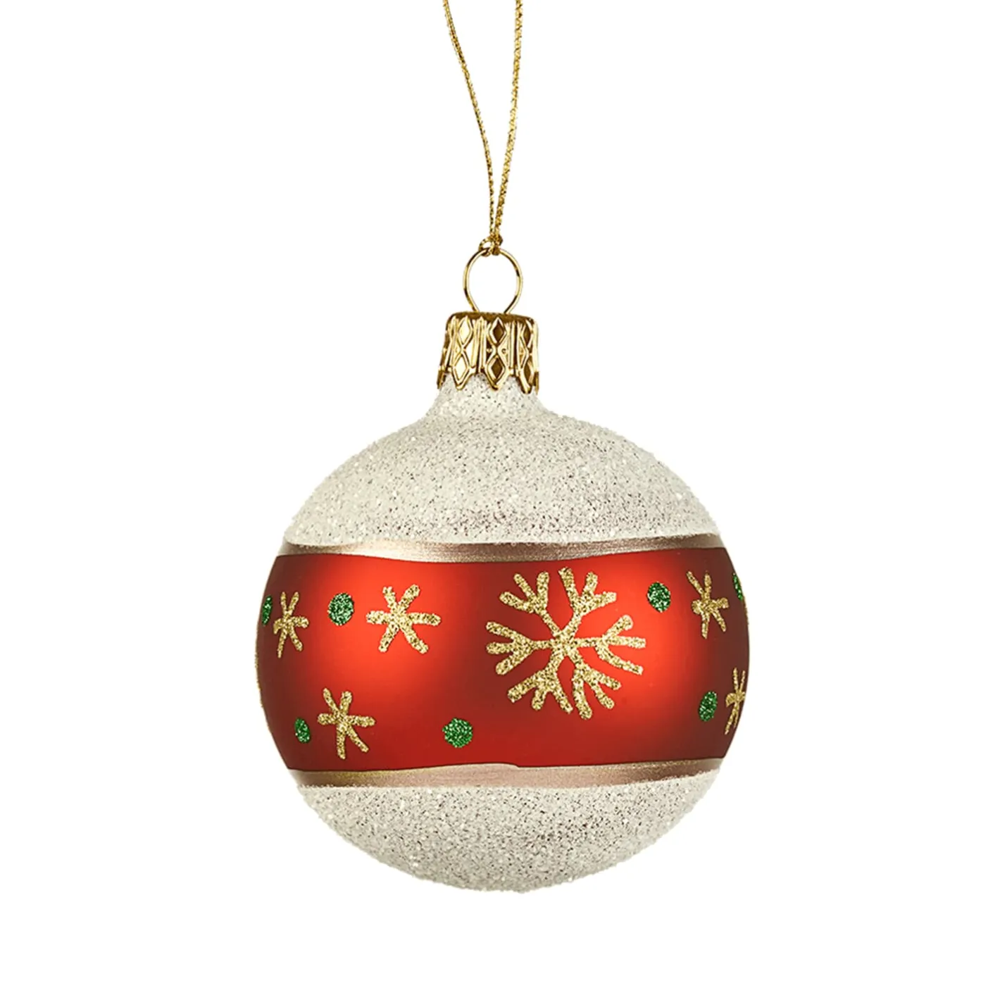Glaskugel Frosty mit Schneeflocken, 6cm Clearance