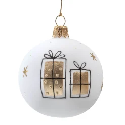 Glaskugel Geschenke, weiß matt, 7 cm Clearance