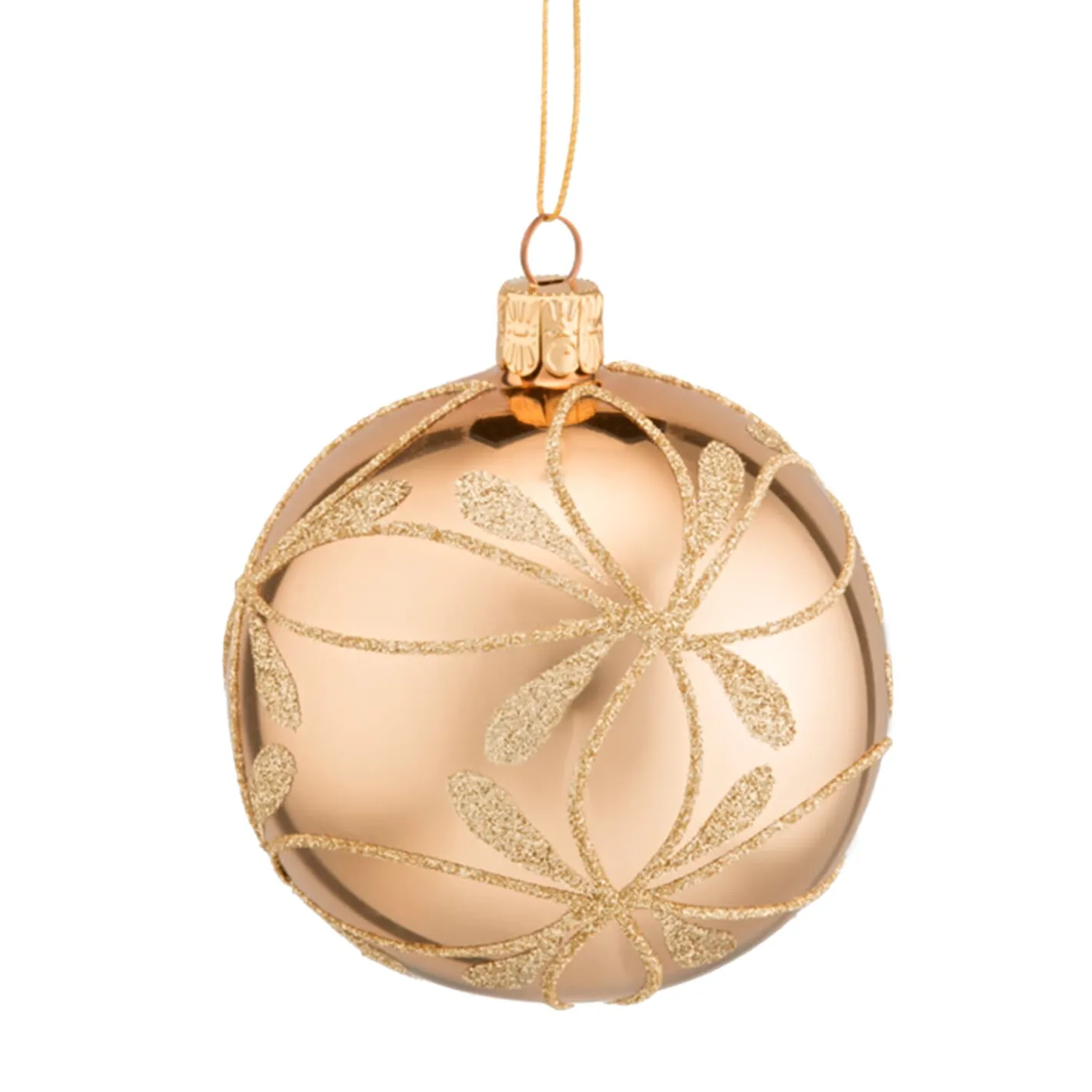 Glaskugel gold mit Blütennetz, 8 cm Discount