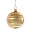 Glaskugel gold mit goldenen Streifen, 8cm Clearance