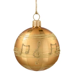 Glaskugel gold mit Noten, 6 cm Discount