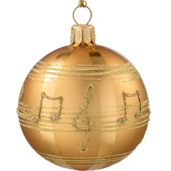 Glaskugel gold mit Noten, 10 cm Discount