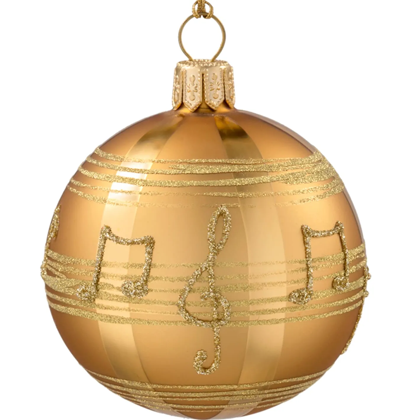 Glaskugel gold mit Noten, 10 cm Discount