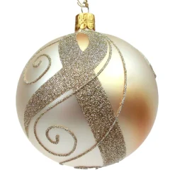 Glaskugel gold mit Verzierung, 8 cm Best