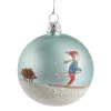 Glaskugel graublau matt mit Skifahrer, 7 cm Sale