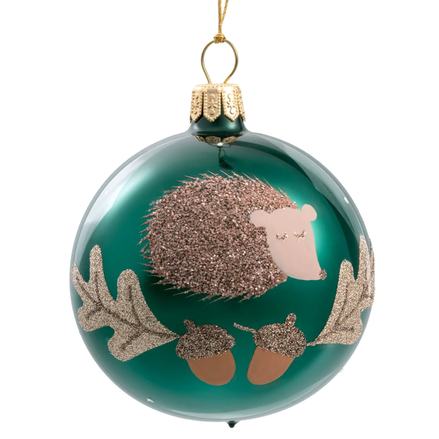 Glaskugel grün mit Igel, 7 cm Clearance