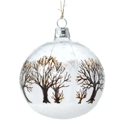 Glaskugel klar mit braunen Bäumen, 8cm Clearance