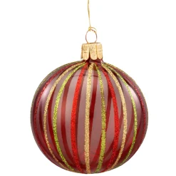 Glaskugel klar mit bunten Streifen, 7 cm Discount