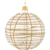 Glaskugel klar mit Glitzer gold/weiß, 10 cm Best