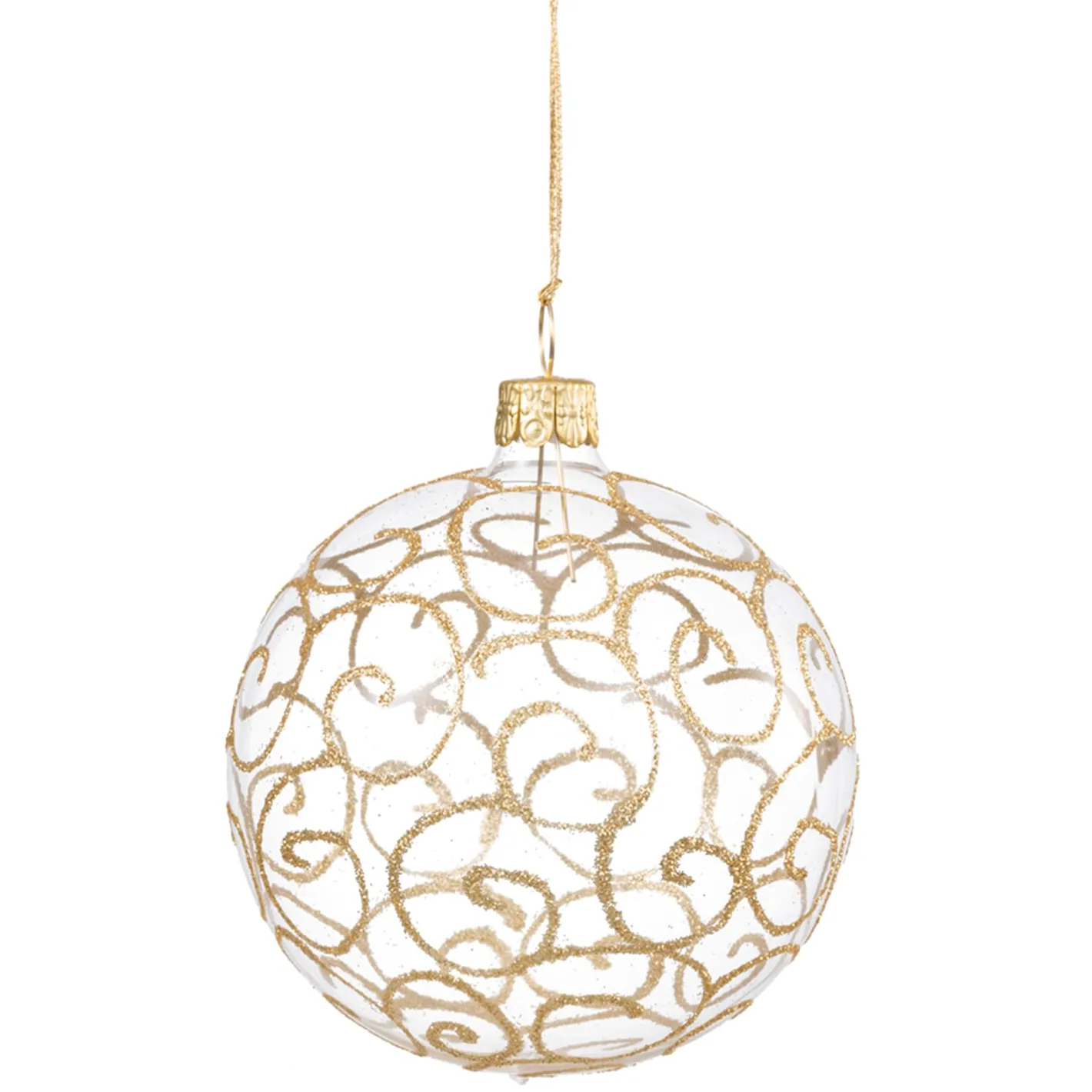 Glaskugel klar mit Goldschnörkeln, 8 cm Online