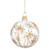 Glaskugel klar mit Goldsternen, 7 cm New